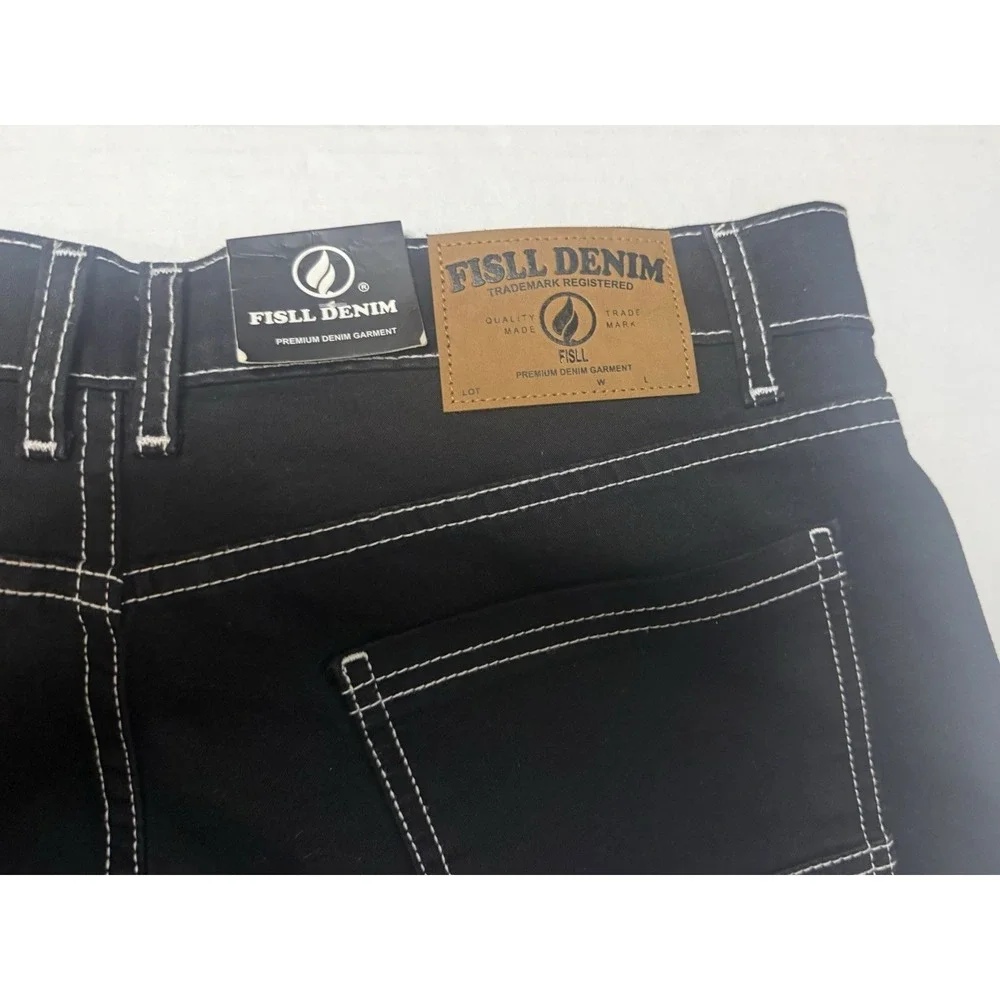 FISLL NBA Men's Los Angeles Lakers Denim Jeans with‎ Checkered Pattern, Black34